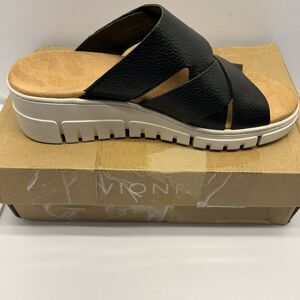 Vionic Uptown Sunset Wedge Slide Sandal Platform Non-Slip Sole Leather SZ 9 NEW